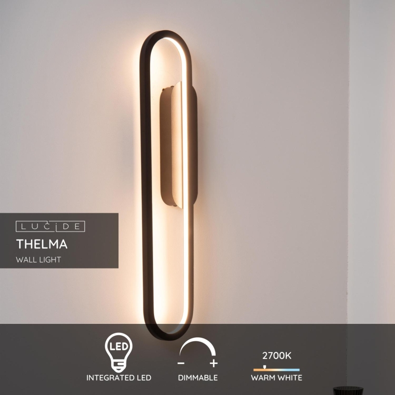 Lucide THELMA - Nástenné svietidlo - LED Dim. - 1x24W 2700K - Čierna